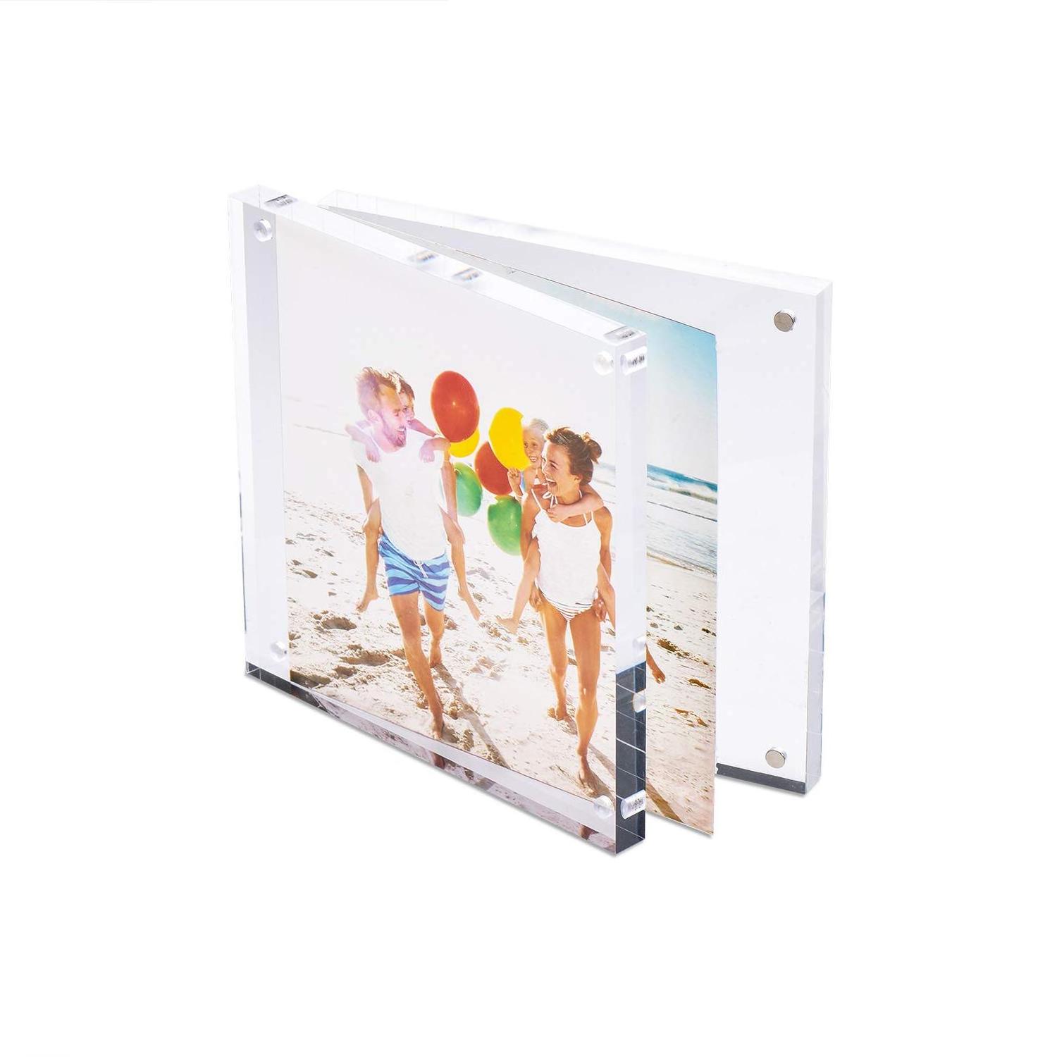 5x7 4x6 Bulk Luxury Horizontal Magnet Double Sided Thick Clear Frameless Acrylic Magnetic Picture Photo Blocks Frame for photos