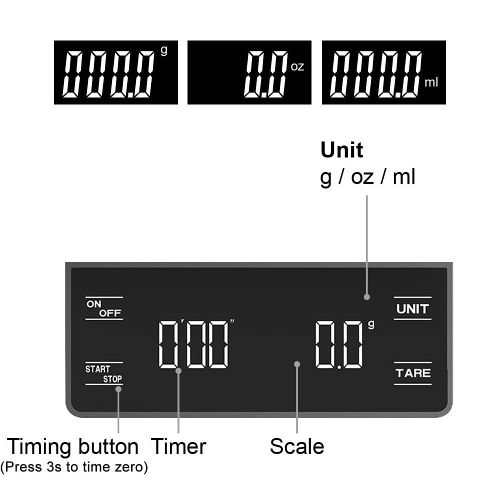 Multifunction Balance Timer Function Measuring Weighing Espresso Small Mini Food Coffee Scale With Timer