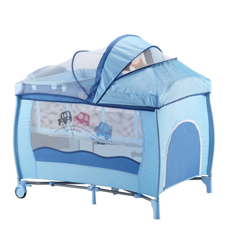 Adjustable kids play yard metal frame baby playpen bed with diaper tray