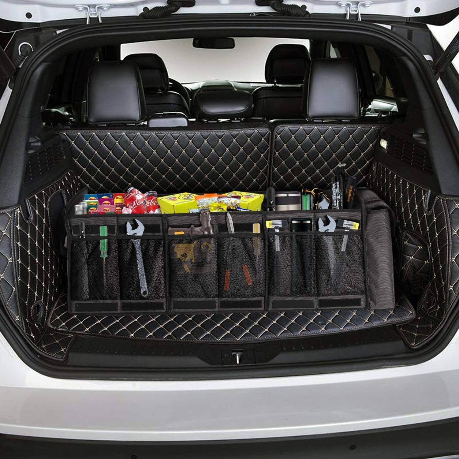 Portable Collapsible Waterproof Car Boot Box Storage Bag Trunk Organizer With Cooler With Lid