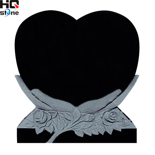 HQ STONE granite shanxi black tombstone granite stone heart shaped monuments black heart shaped headstones heart with vase