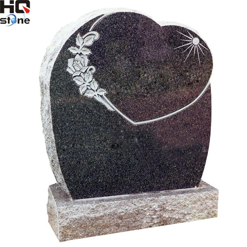 HQ STONE granite shanxi black tombstone granite stone heart shaped monuments black heart shaped headstones heart with vase