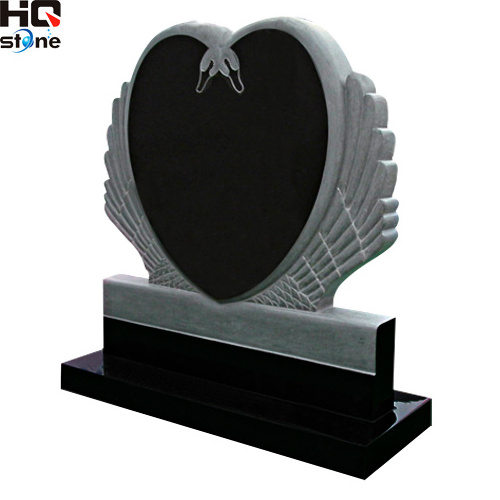 HQ STONE granite shanxi black tombstone granite stone heart shaped monuments black heart shaped headstones heart with vase