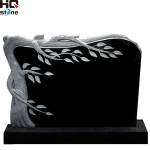 HQ STONE granite tree carving headstone granite headstones with tree granite shanxi black tombstone