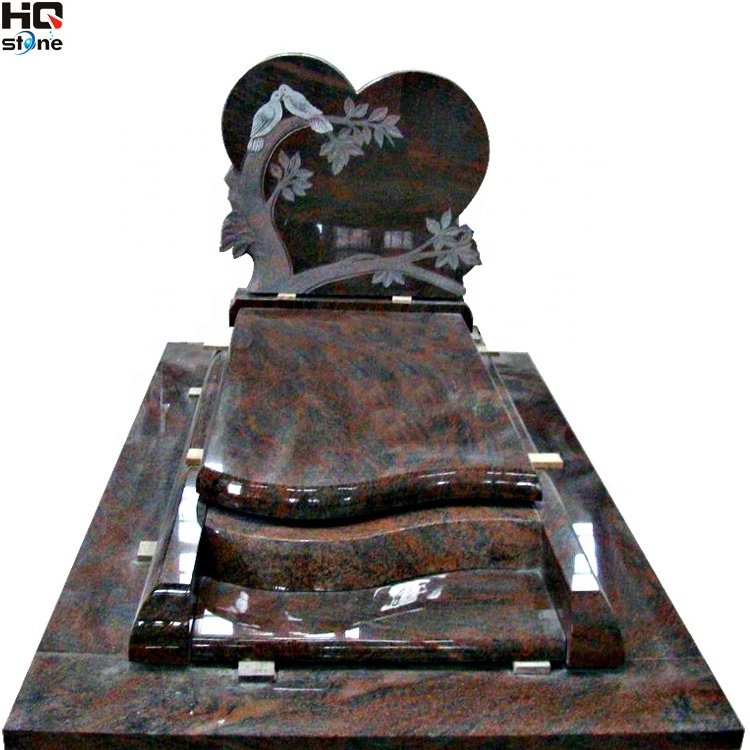 XIAMEN HQ STONE custom tombstone maker heart-shaped tombstone black granite headstone and cover