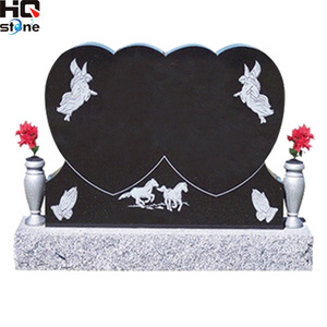 HQ STONE granite shanxi black tombstone granite stone heart shaped monuments black heart shaped headstones heart with vase