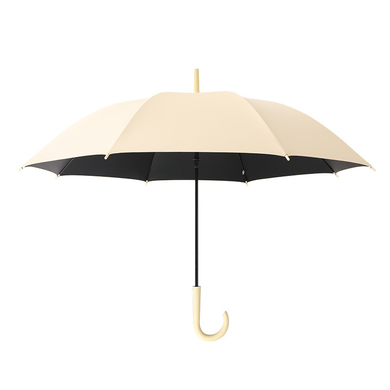 Automatic Long-Handled Black Glue Sun Umbrella with Wind Resistance Reinforcement for Sun and Rain Protection