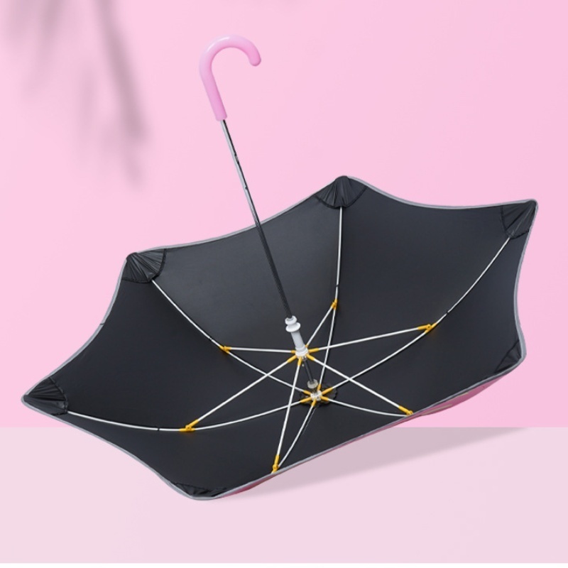 Children's Cute Long Handle UV Light & Rain Sun Umbrella with Safety Rounded Corners Vinyl Protection from Sun & Rain