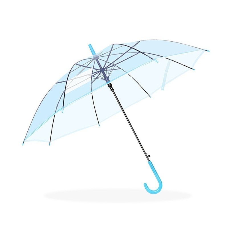 Wholesale Customizable Transparent Automatic Umbrella with Long Handle for Students and Children Advertising Gift