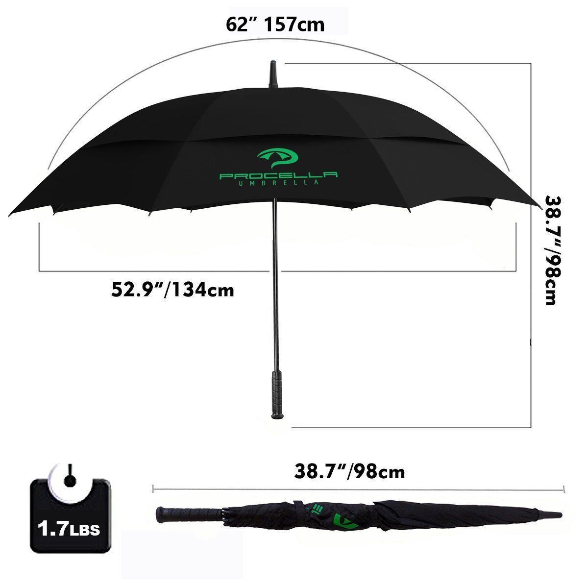 Manufacturer's Wholesale 30-Inch Large Windproof Luxury Golf Umbrella with Custom Logo Prints Promotional Custom Branded