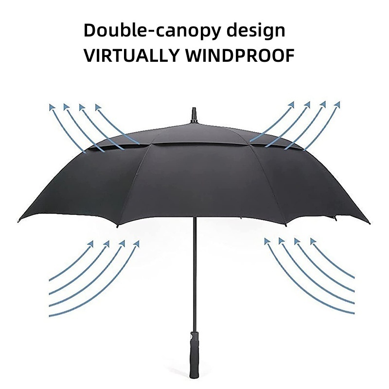 Extra Large Automatic Double Layer Golf Umbrella for Men Modern Design Long Handled Business Umbrella Bulk Wholesale