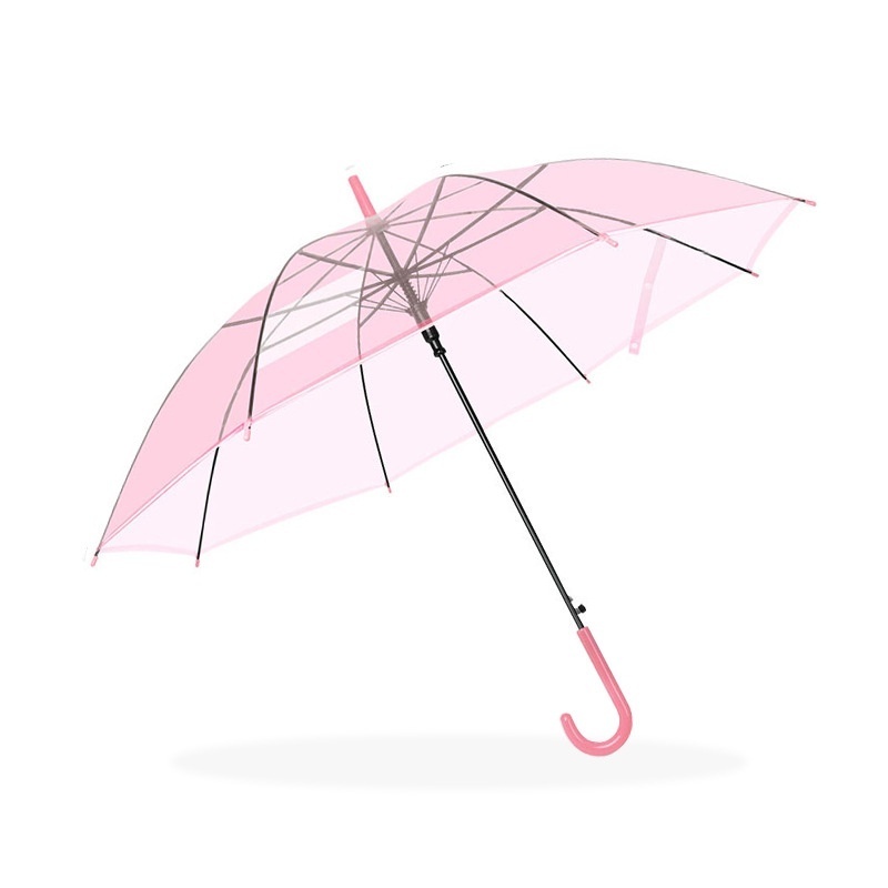 Wholesale Customizable Transparent Automatic Umbrella with Long Handle for Students and Children Advertising Gift