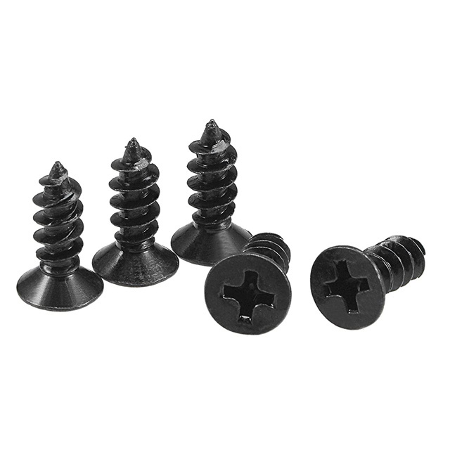 OEM Wholesales Blacking Treatment Cross Recessed Countersunk Head Self Tapping Self Drilling Screw