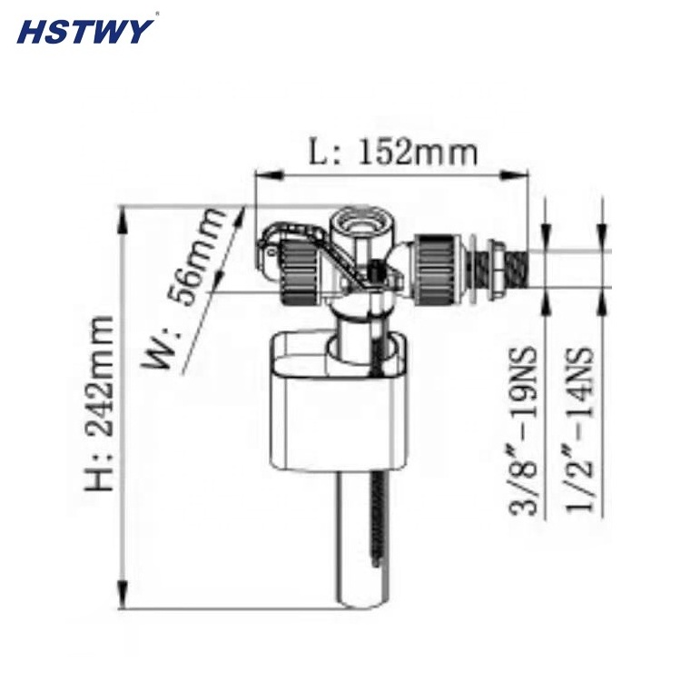 HJ107 Hot Sale Side Inlet Valve for Toilet Cistern Repair Kits With Refill Pipe and Converter