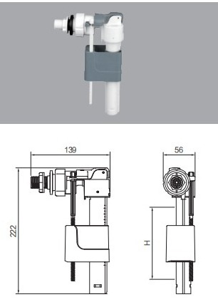 HJ108 Toilet/WC Water Tank Raplacement/ Repair Kits of Rear Entry Adjustable Fill Valve