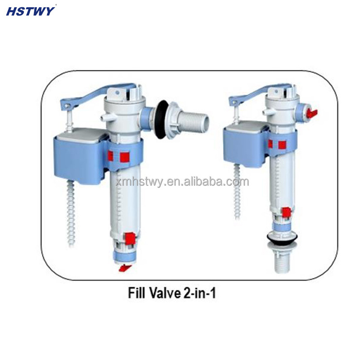 Toilet Fittings Bottom and Side Adjustable 2 in 1 Fill Valve HJ110  Toilet Plastic Inlet Valve