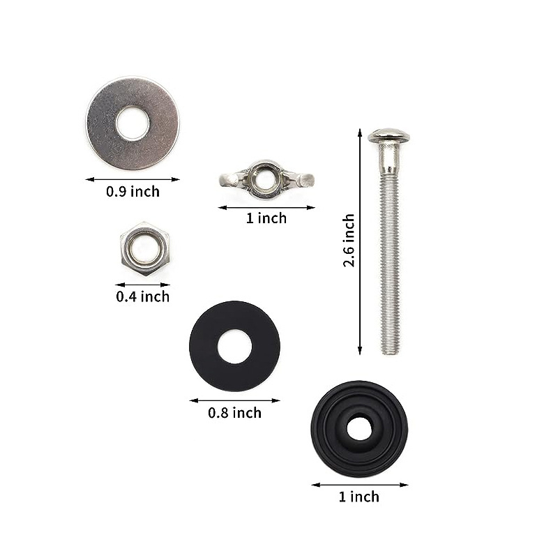 Universal Toilet Tank to Bowl Bolts Kit HL127 Stainless Steel with Rubber Washers Gaskets Lock Nut Screw Toilet Bolt