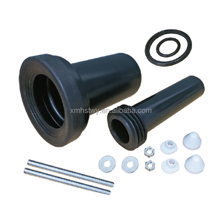 HDPE Black toilet  straight pipe Concealed Cistern Drainage Drain Pipe Toilet Pan Connector with Rubber Sealings