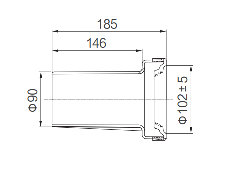 HDPE Black toilet  straight pipe Concealed Cistern Drainage Drain Pipe Toilet Pan Connector with Rubber Sealings