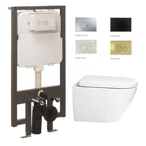 Complete Set Toilet with Wall Hung Toilet, Soft Closing Seat Cover,  Concealed Cistern and Flush Plate