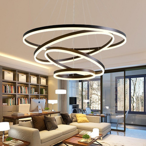 Modern lamps dining room luxury decorative led circle ring chandelier pendant light