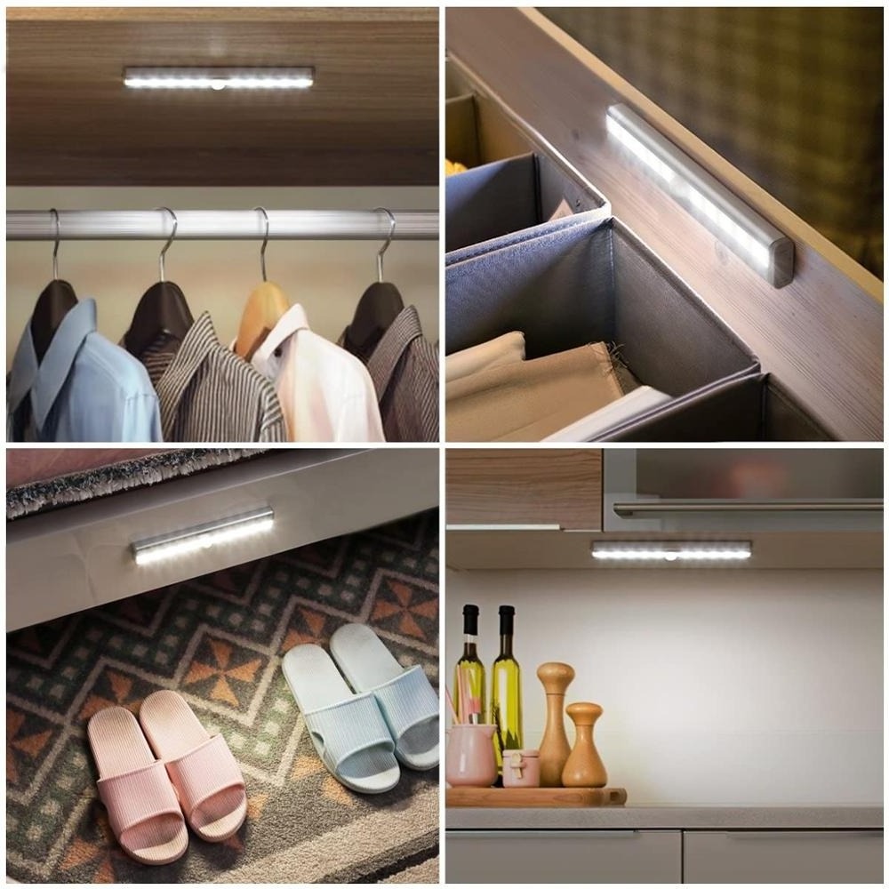 tick-on Anywhere Wireless Wardrobe 10Led Closet Light Hot Sale LED Motion Sensor Closet Lights Under Cabinet Lighting