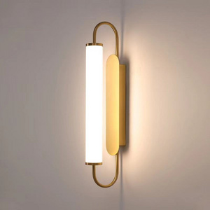 Modern Decoration Iron Acrylic Golden Color Indoor Wall Sconces Bathroom Led Wall Lamp