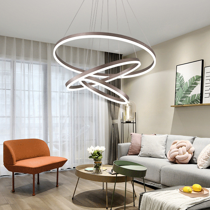 Modern lamps dining room luxury decorative led circle ring chandelier pendant light