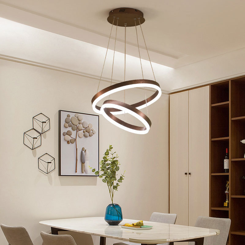 Modern lamps dining room luxury decorative led circle ring chandelier pendant light