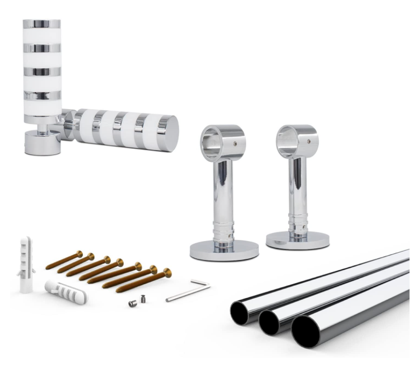 Curtain Rod 40-72 inch Adjustable Tension Spring Shower Curtain Rod Tension 304 Stainless Steel Anti-Slip No Drilling