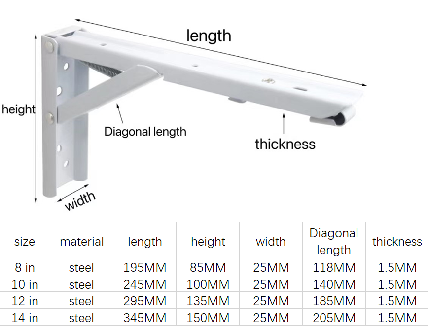 Wholesale  stainless steel Heavy duty Stainless Steel Wall Mounting Corner Table Bench Support Folding Metal Shelf Brackets