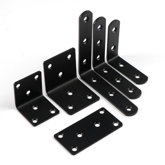 Furniture HardwareStainless Steel Right Angle Bracket Support Iron Wardrobes Cabinet Joint  Black L-Shaped Brackets