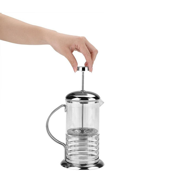 French Press Coffee Maker,Portable Stainless Steel Glass French Press Coffee Cup Pot Plunger Tea Maker