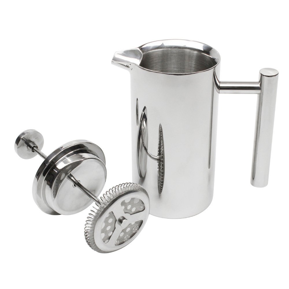 600 ML  double wall food grade  stainless steel sliver french coffee press coffee maker