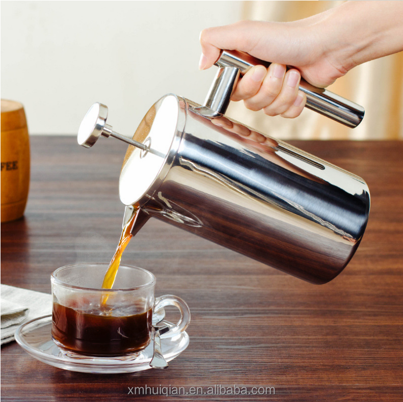 600 ML  double wall food grade  stainless steel sliver french coffee press coffee maker