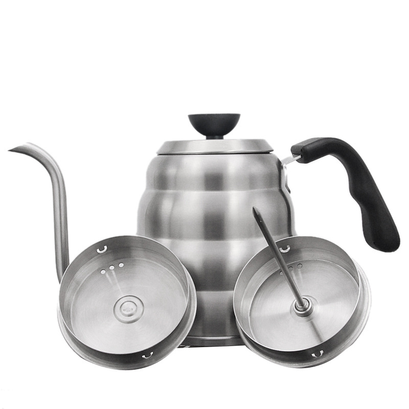 1L Coffee Kettle Gooseneck Spout Teapot with Thermometer Barista Tools