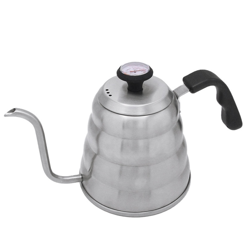 1L Coffee Kettle Gooseneck Spout Teapot with Thermometer Barista Tools