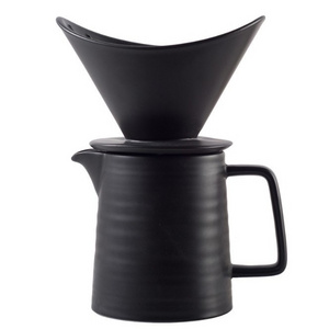 Black color Hand Drip Coffee Set with Filter Drip Brewing Device Ceramic 500ml Sharing Coffee Pot