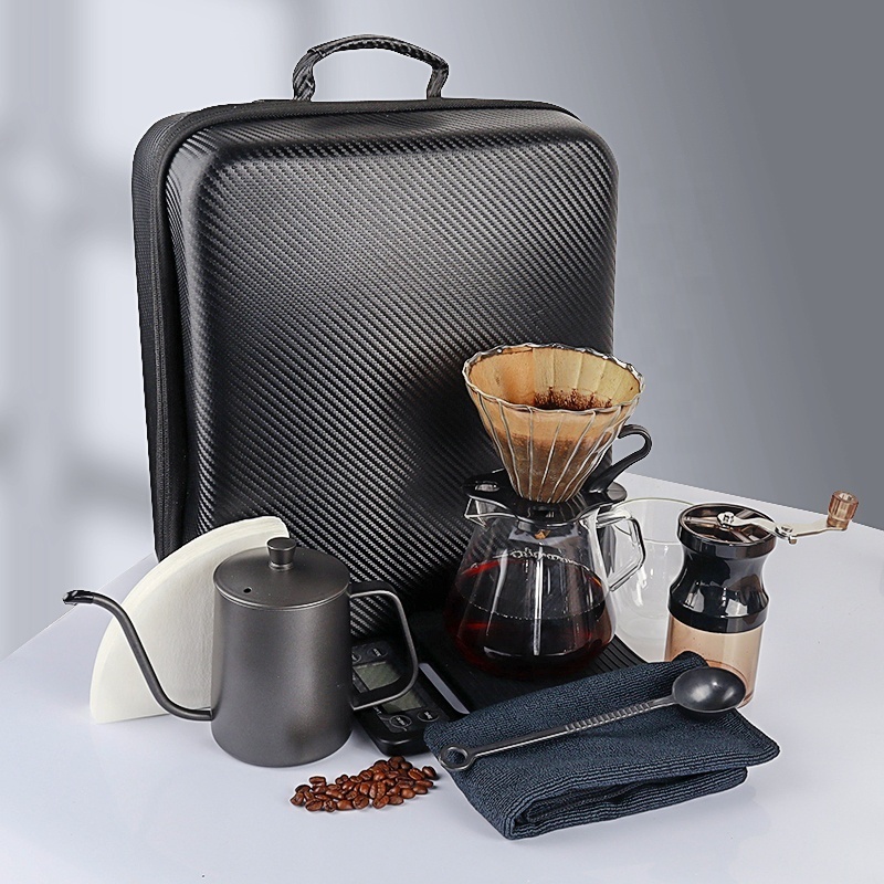 2024 Popular indoor outdoor travel coffee bag manual coffee maker set with waterproof package 11pcs Gift Arabic Coffee Tea Sets