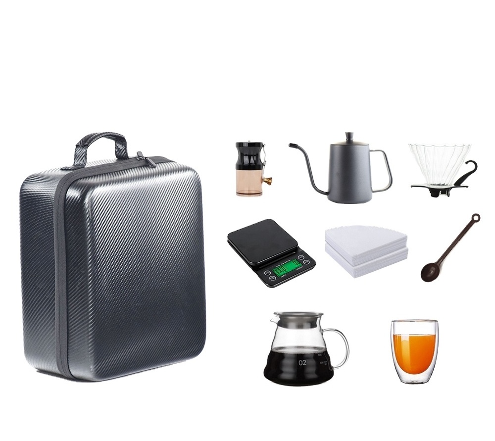 Coffee travel bag hot sale coffee drinkers accessories portable outdoor coffee tools set 8pcs