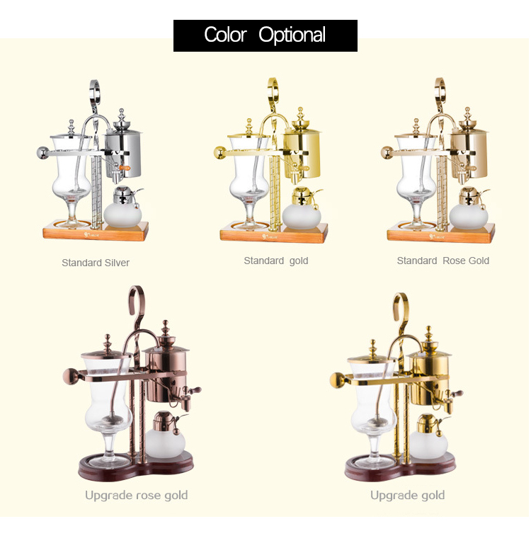 Stainless Steel Gold Silver Syphon Siphon Espresso Belgium Royal Balancing Vacuum Coffee Maker Machine