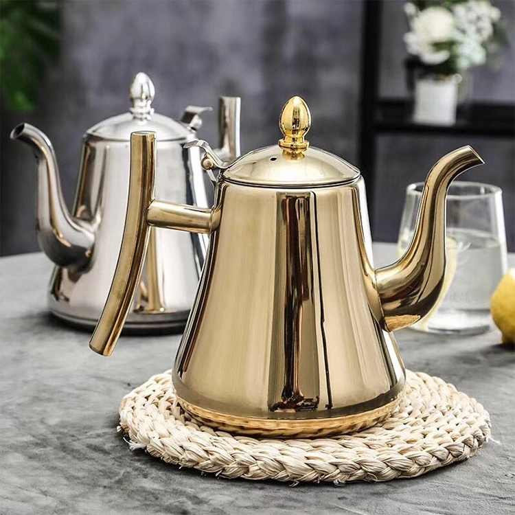 FREE SAMPLE Stainless Steel Coffee Kettle Multicolor Tea Pot Capacity Gold & Sliver Tea Water Kettle