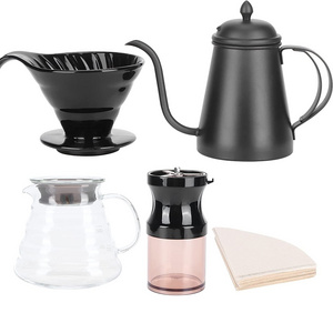 FREE SAMPLE Coffee Making Kit Pour Over Coffee Pot Dripper Set Coffee Maker Grinder Filter Paper Kit Gift Box Set