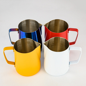 Wholesale customized LOGO 350ml 600ml Stainless Steel frothing pitcher milk jugs for barista