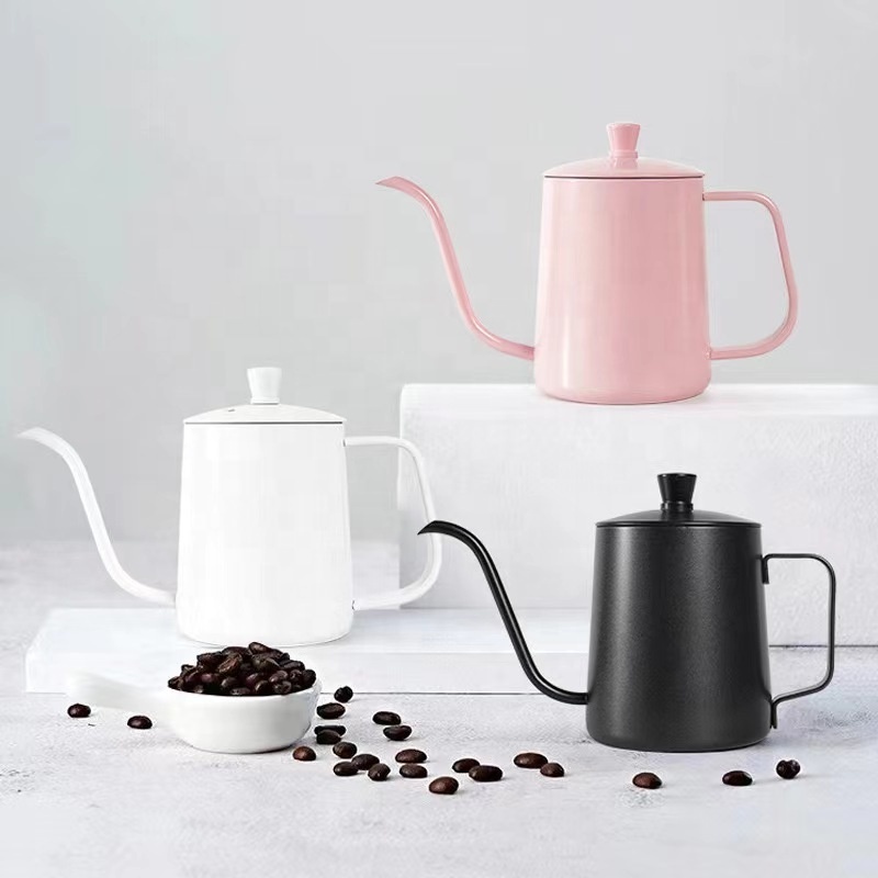 pink color stainless steel coffee drip pot pour over coffee gooseneck kettle