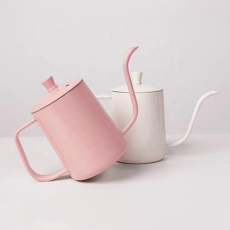 pink color stainless steel coffee drip pot pour over coffee gooseneck kettle