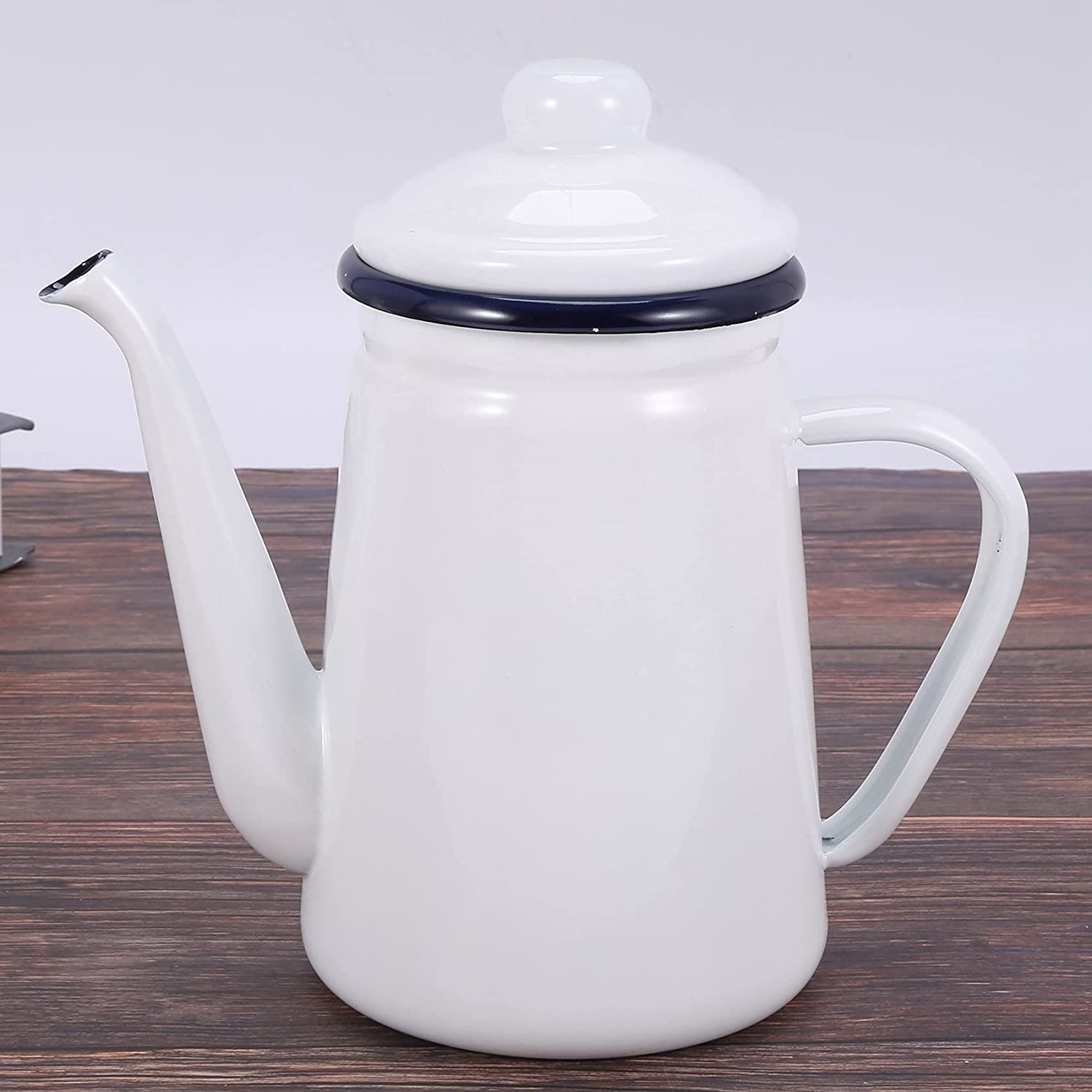 FREE SAMPLE High-Grade Enamel Coffee Pot Pour over Milk Water Jug Pitcher Barista Teapot Kettle for Gas Stove