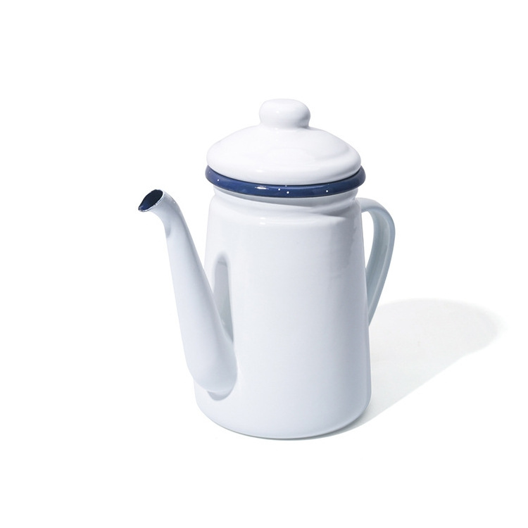 FREE SAMPLE High-Grade Enamel Coffee Pot Milk Water Jug Pour over Pitcher Barista Teapot Kettle for Induction