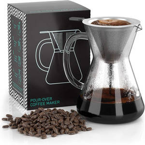 FREE SAMPLE  Coffee Gator Pour Over Coffee Maker Paperless Portable Drip Coffee Brewer Glass Stainless-Steel Mesh Filter