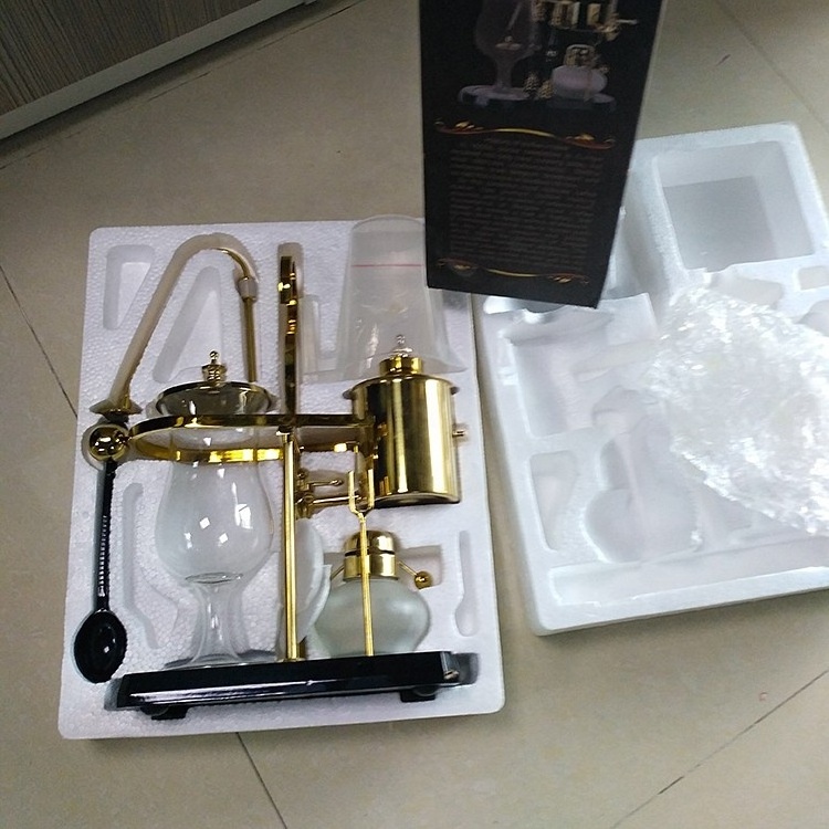 Gold color stainless steel elegant belgium siphon coffee maker royal balancing coffee maker